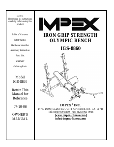 Handleiding Impex IGS-8860 Fitnessapparaat