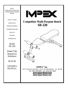 Handleiding Impex SB-220 Fitnessapparaat