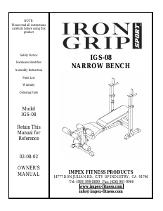 Handleiding Iron Grip IGS-08 Fitnessapparaat