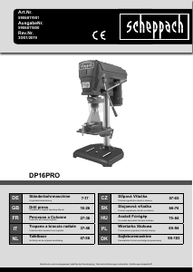 Használati útmutató Scheppach DP16PRO Állványos fúrógép