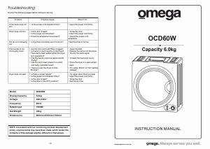 Manual Omega OCD60W Dryer