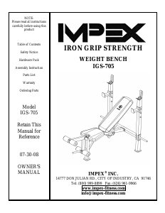Handleiding Impex IGS-705 Fitnessapparaat