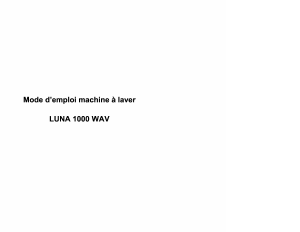 Mode d’emploi Waltham LUNA 1000 WAV Lave-linge