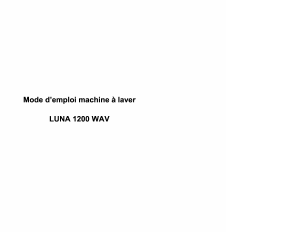 Mode d’emploi Waltham LUNA 1200 WAV Lave-linge