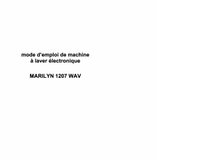 Mode d’emploi Waltham MARILYN 1207 WAV Lave-linge