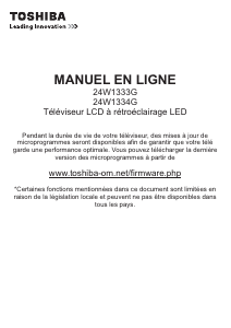 Mode d’emploi Toshiba 24W1334G Téléviseur LED