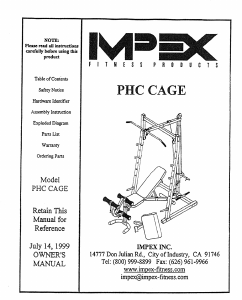 Handleiding Impex PHC-CAGE Fitnessapparaat