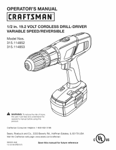 Manual Craftsman 315.114852 Drill-Driver