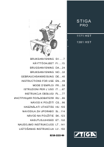 Bruksanvisning Stiga Pro 1171 HST Snøfreser