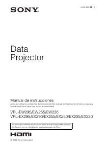 Manual de uso Sony VPL-EW255 Proyector