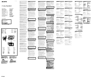 说明书 索尼XS-GT6928F汽车喇叭