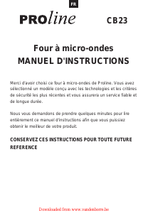 Mode d’emploi Proline CB23 Micro-onde