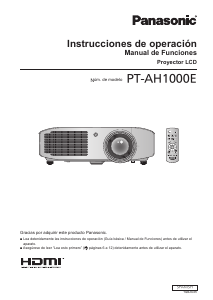 Manual de uso Panasonic PT-AH1000E Proyector