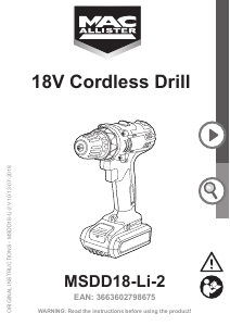 Manual MacAllister MSDD18-Li-2 Drill-Driver