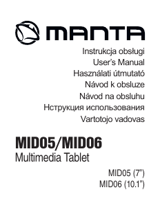 Návod Manta MID05 Tablet