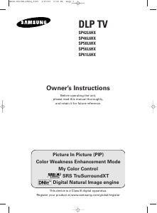 Manual Samsung SP-46L6HX Television