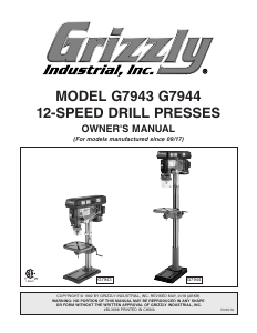 Manual Grizzly G7944 Drill Press