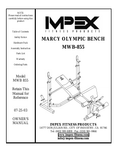 Handleiding Impex MWB-855 Fitnessapparaat