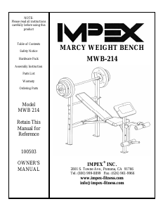 Handleiding Impex MWB-214 Fitnessapparaat