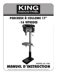 Mode d’emploi King Industrial KC-118FC Perceuse à colonne