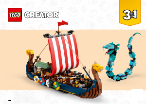 Brugsanvisning Lego set 31132 Creator Vikingeskib og Midgårdsormen