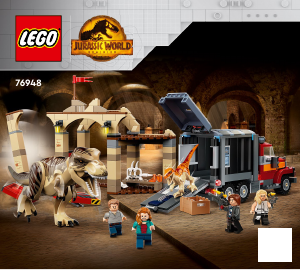 Kasutusjuhend Lego set 76948 Jurassic World Dinosauruste T. rex ja Atrociraptor põgenemine