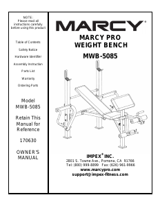 Handleiding Marcy MWB-5085 Fitnessapparaat