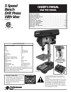 Manual Performance Tool W50005 Drill Press