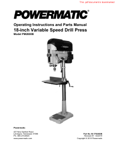 Manual Powermatic PM2800B Drill Press