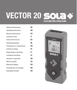 Manuál SOLA Vector 20 Laserový dálkoměr