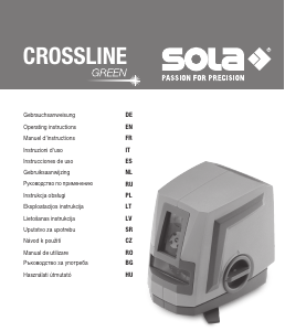 Manuál SOLA Crossline Green Čárový laser