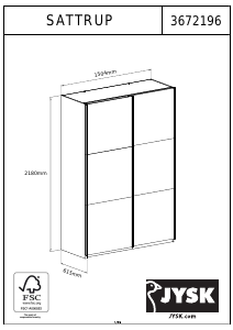 Manual JYSK Sattrup (150x218x62) Garderobă