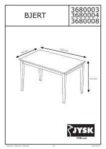 Εγχειρίδιο JYSK Bjert (75x120x74) Τραπέζι τραπεζαρίας