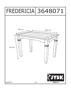 Manual de uso JYSK Fredericia (80x120x76) Mesa de comedor