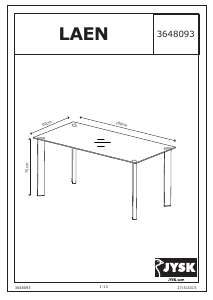 Manuál JYSK Laen (80x160x75) Jídelní stůl