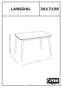 Εγχειρίδιο JYSK Langdal (77x118x75) Τραπέζι τραπεζαρίας
