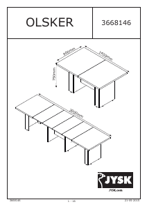 Hướng dẫn sử dụng JYSK Olsker (90x300x75) Bàn ăn