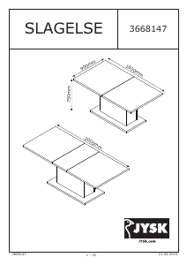 Handleiding JYSK Slagelse (90x200x75) Eettafel