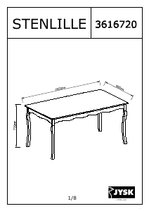 Käyttöohje JYSK Stenlille (90x160x75) Ruokapöytä