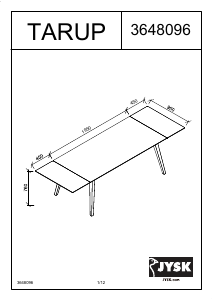 Manual JYSK Tarup (95x285x76) Masă bucătărie