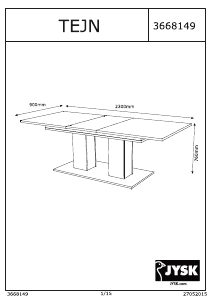 Hướng dẫn sử dụng JYSK Tejn (100x230x76) Bàn ăn