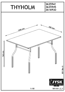 Mode d’emploi JYSK Thyholm (80x120x76) Table de salle à manger