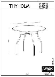 Kullanım kılavuzu JYSK Thyholm (90x76) Yemek masası