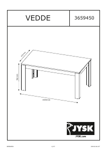 Hướng dẫn sử dụng JYSK Vedde (90x160x76) Bàn ăn