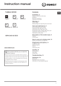 Manuale Indesit IDPA G45 A2 ECO Asciugatrice