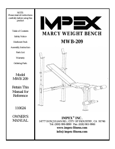 Handleiding Impex MWB-209 Fitnessapparaat
