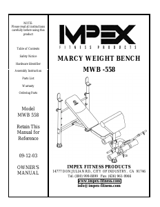 Handleiding Impex MWB-558 Fitnessapparaat