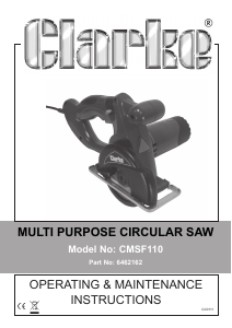 Manual Clarke CMSF110 Circular Saw
