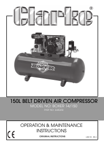 Manual Clarke Boxer 14/150L Compressor