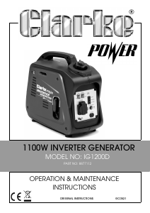 Handleiding Clarke IG1200D Generator